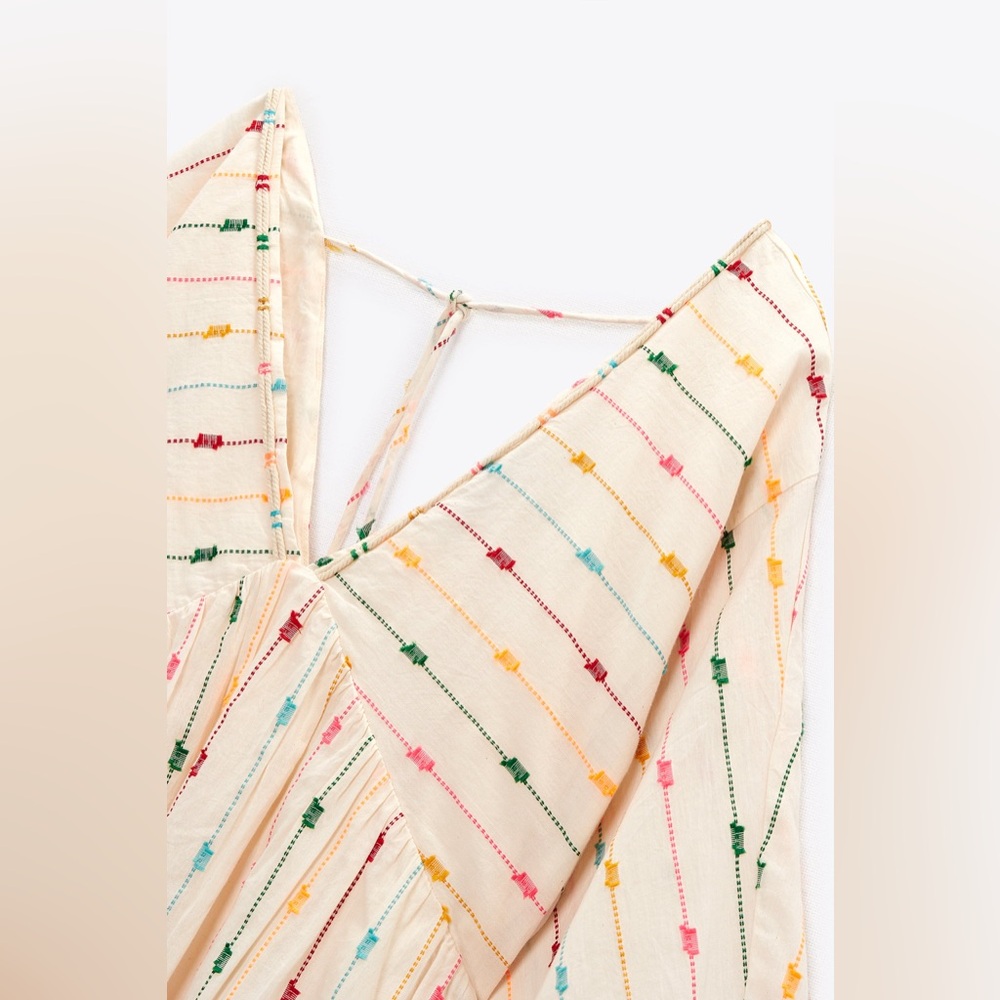 Zara Multi Colored Dotted Mesh Mini Dress XS - Picture 9 of 15